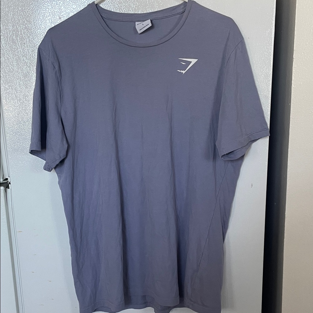 Gymshark Men's Large Cotton‎ Blend Crew Neck Tee Baby Purple White Logo